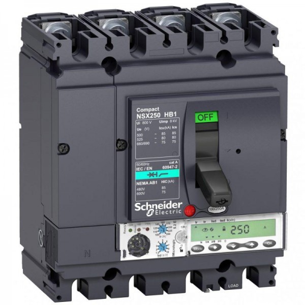  Выключатель автоматический 4п 100А 75кА при 690В NSX250HB1 Micrologic 5.2E SchE LV433549 