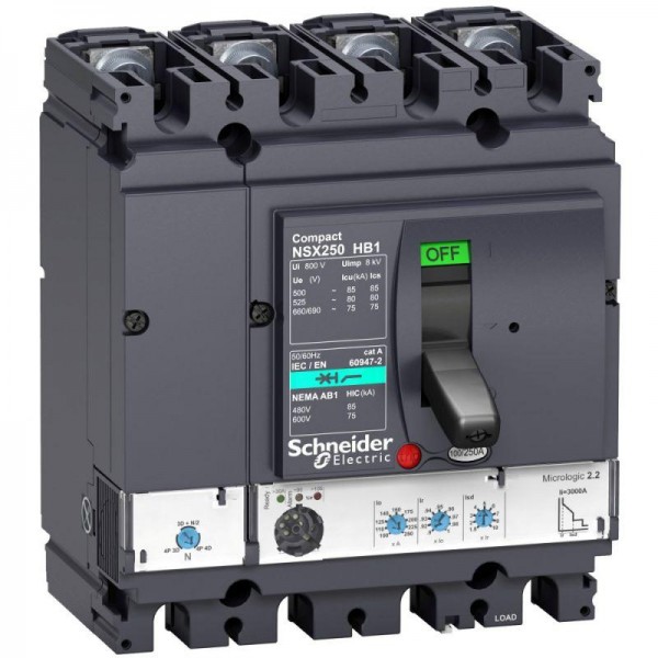  Выключатель автоматический 4п 160А 75кА при 690В NSX250HB1 Micrologic 2.2 SchE LV433543 