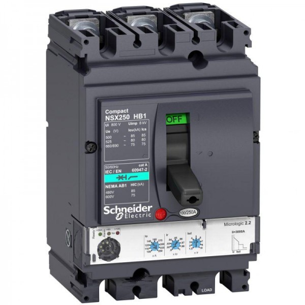  Выключатель автоматический 3п 160А 75кА при 690В NSX250HB1 Micrologic 2.2 SchE LV433542 