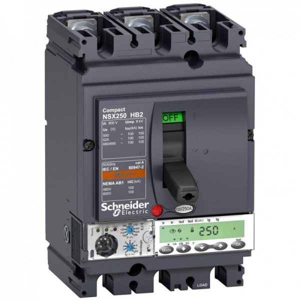  Выключатель автоматический 3п 160А 100кА при 690В NSX250HB2 Micrologic 6.2E SchE LV433586 