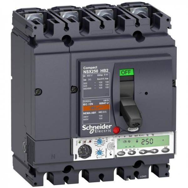  Выключатель автоматический 4п 100А 100кА при 690В NSX100HB2 Micrologic 6.2E SchE LV433344 