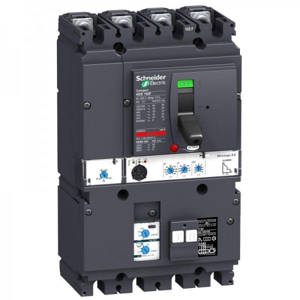  Выключатель автоматический 4п 4т 100А 36кА NSX160F Micrologic 2.2 VIGI MH SchE LV430981 