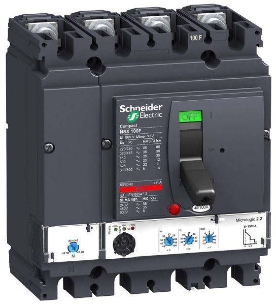  Выключатель автоматический 4п 4т 40А 25кА NSX100B Micrologic 2.2 SchE LV429787 
