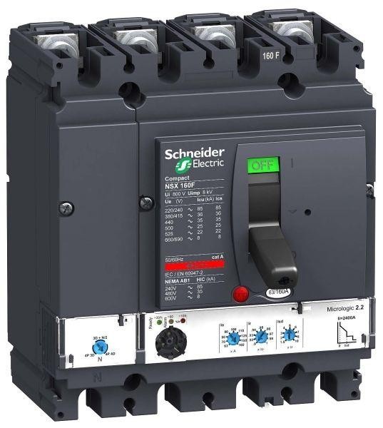  Выключатель автоматический 4п 4т 160А 25кА NSX160B Micrologic 2.2 SchE LV430750 