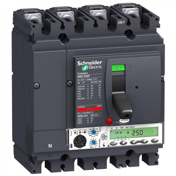  Выключатель автоматический 4п 4т 250А 36кА NSX250F Micrologic 5.2A SchE LV431865 