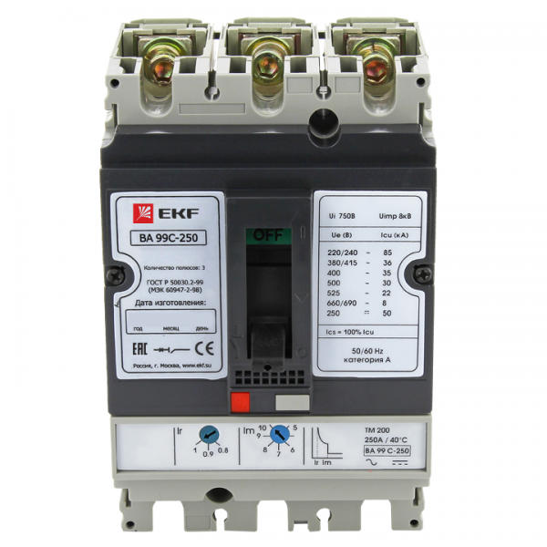  Выключатель автоматический 3п 250/160А 45кА ВА-99C Compact NS PROxima EKF mccb99C-250-160 