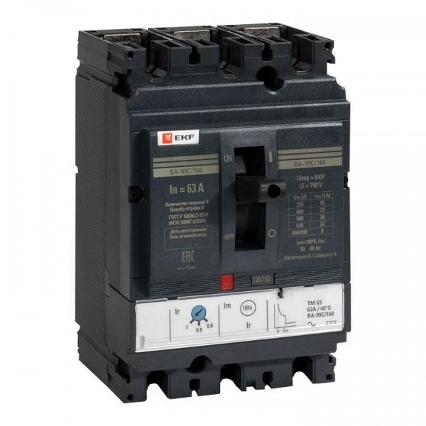  Выключатель автоматический 3п 160/63А 36кА ВА-99C Compact NS PROxima EKF mccb99C-160-63 