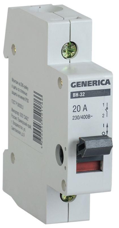  Выключатель нагрузки (мини-рубильник) 1п ВН-32 20А GENERICA ИЭК MNV15-1-020 