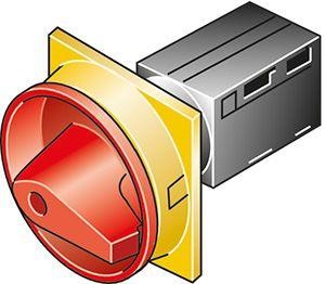  Выключатель нагрузки 3P+N Iu=10А 0-1 90град. перед. креп. TM-2-8293/E/SVB красн./желт. ручка EATON 045485 