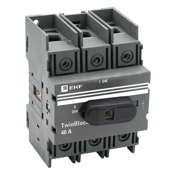 Рубильник 3п 40А с рукояткой управления для прямой установки TwinBlock EKF tb-40-3p-f 