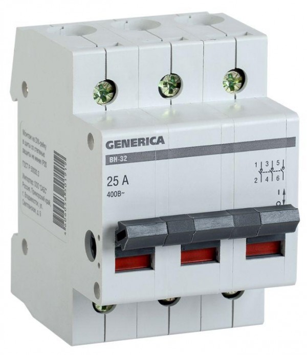  Выключатель нагрузки (мини-рубильник) 3п ВН-32 25А GENERICA IEK MNV15-3-025 