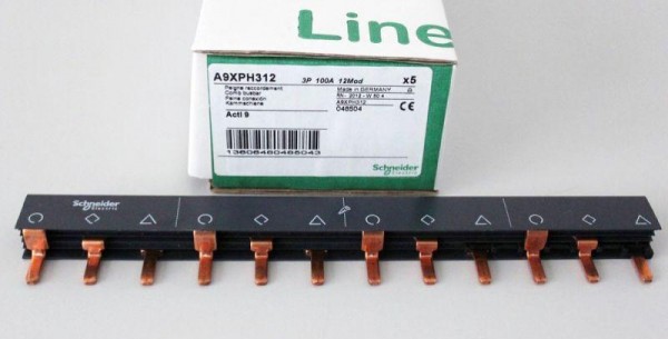  Шинка гребенчатая 3п (L1L2L3…) 12мод. 18мм 100А разрезаемая SchE A9XPH312 