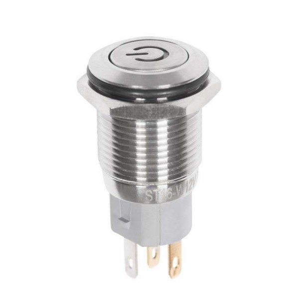  Кнопка антивандальная d16 12В фикс. (5с) ON-OFF плоская подсветка бел. power Rexant 36-3242 