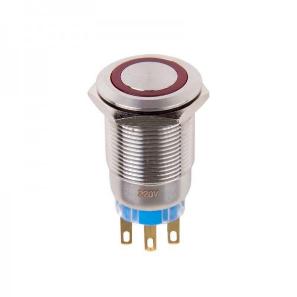  Кнопка антивандальная d19 250В Фикс (5с) ON-OFF/OFF-ON подсв/красн. Rexant 36-3440 