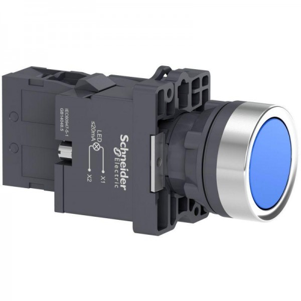  Кнопка LED 1НO 220В с подсвет. син. SchE XA2EW36M1 