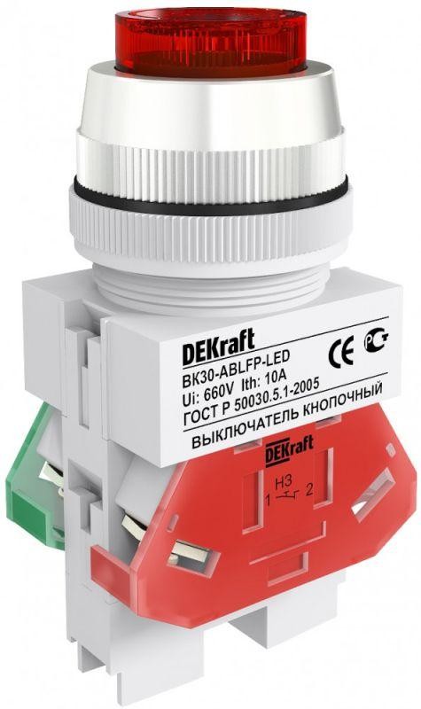  Выключатель кнопочный ABLFP 30мм красн. LED 220В ВК-30 SchE 25048DEK 