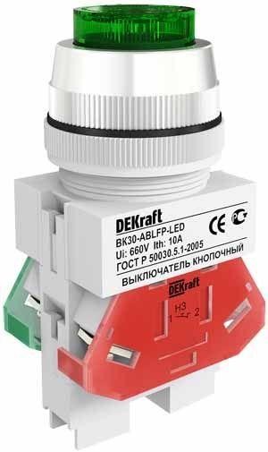  Выключатель кнопочный ABLFP 30мм зел. LED 220В ВК-30 SchE 25047DEK 