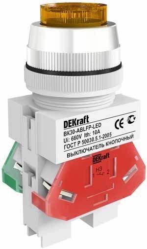  Выключатель кнопочный ABLFP 30мм LED 220В ВК-30 желт. SchE 25049DEK 