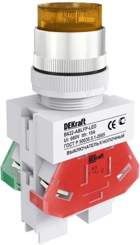  Выключатель кнопочный ABLFP 22мм LED 220В ВК-22 желт. SchE 25028DEK 