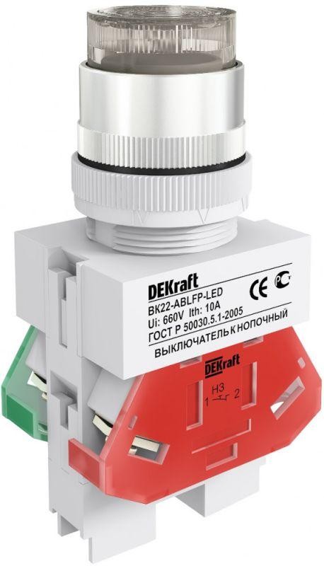  Выключатель кнопочный ABLFP 22мм бел. LED 220В ВК-22 SchE 25025DEK 