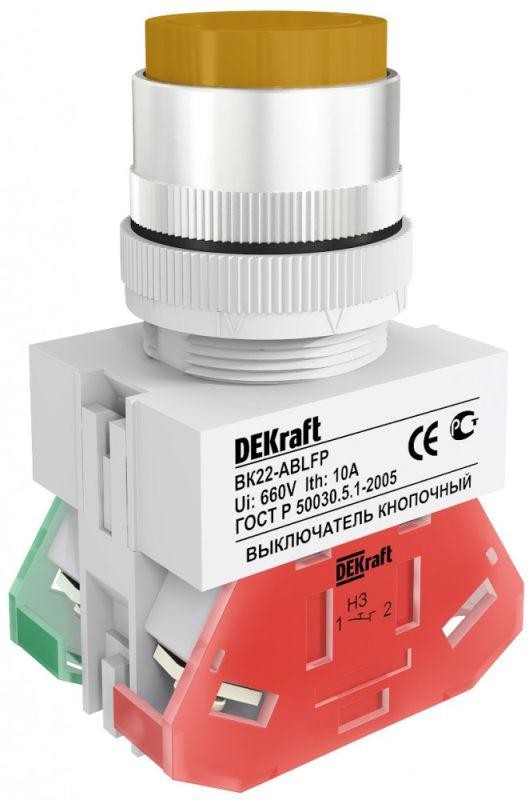  Выключатель кнопочный с фикс. ABFP 22мм 220В ВК-22 LED желт. SchE 25138DEK 