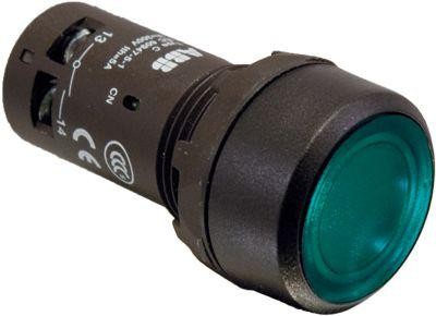  Кнопка с подсветкой CP1-12G-10 110-130В AC/DC с плоской клавишей без фикс. 1НО зел. ABB 1SFA619100R1212 
