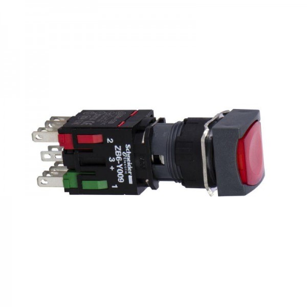  Кнопка 16мм 12 24В красн. квадр. с подсветкой SchE XB6CW4B5B 