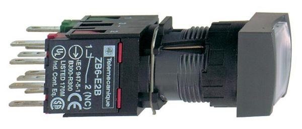  Кнопка 16мм 12 24В квадр. с подсветкой с возвр. бел. SchE XB6CW1B5B 