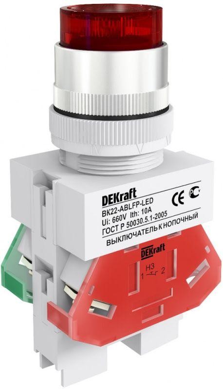  Выключатель кнопочный ABLFP 22мм красн. LED 220В ВК-22 SchE 25027DEK 