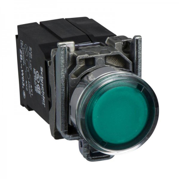  Кнопка 22мм 230В с возвр. с инд. SchE XB4BW3345 
