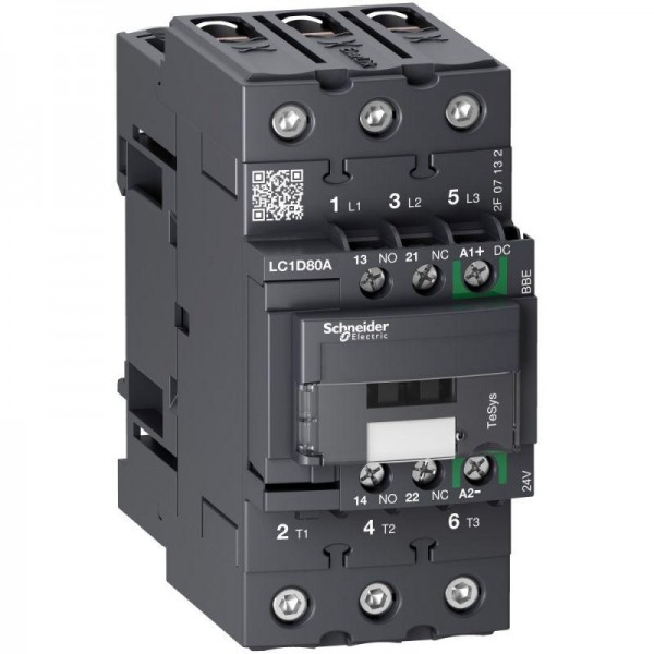  Контактор 3п EVERLINK AC3 440В 80А пружинный зажим; катушка управления 24В DC SchE LC1D80ABBE 