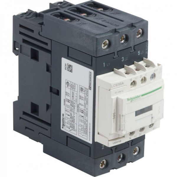  Контактор 3п 50А D50 1НО+1НЗ 24В DC SchE LC1D50ABD 