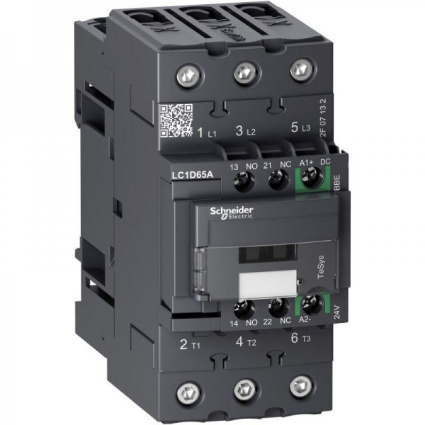  Контактор EVERLINK 3п AC3 440В 65А катушка управления 24В DC пружин. зажим SchE LC1D65ABBE 