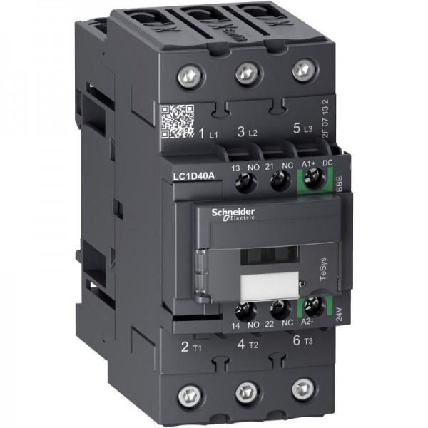  Контактор EVERLINK 3п AC3 440В 40А катушка управления 24В DC пружин. зажим SchE LC1D40ABBE 