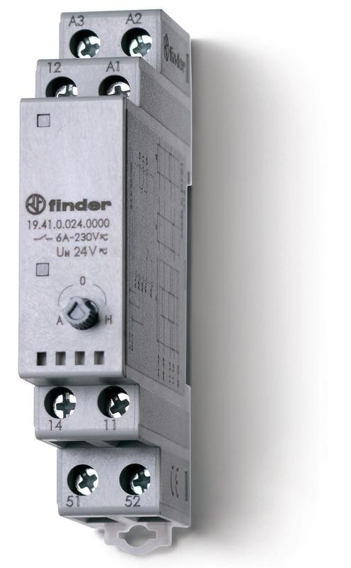  Модуль управления Авто-Вкл-Выкл 1CO 5А 24В AC/DC монтаж на рейку 35мм 17.5мм IP20 FINDER 194100240000 