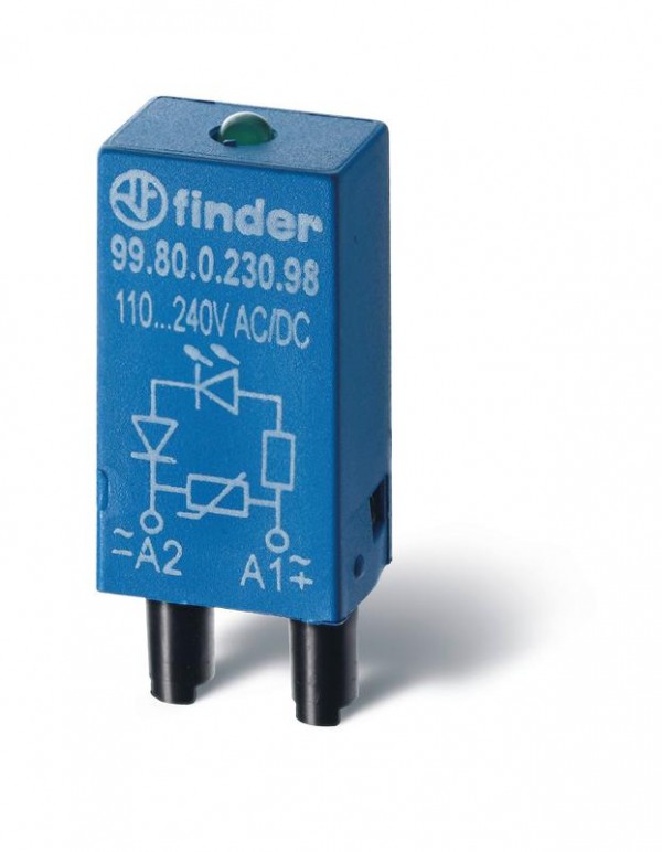  Модуль индикации и защиты LED + диод ( + A1) 6...24В DC зел. FINDER 9980902499 