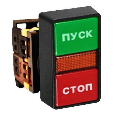  Кнопка AS-22N "Пуск-Стоп" прямоугольная 220В NO+NC EKF pbn-as-rec 