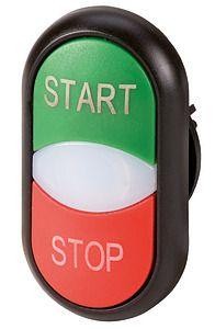  Кнопка двойная с сигнальной лампой; с обозначением"start" "stop" зел./красн.; лицевое кольцо M22S-DDL-GR-GB1/GB0 черн. EATON 216703 