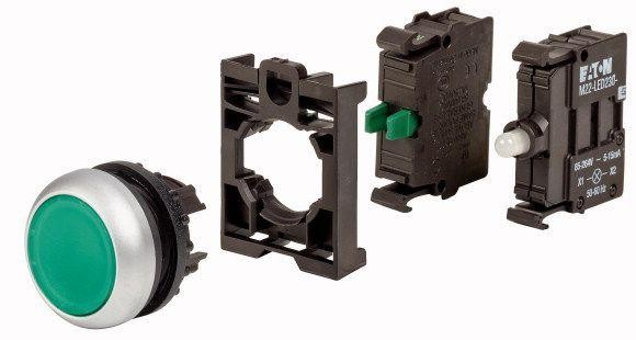  Кнопка без фиксации 1НО 230В AC с подсвет. M22-DL-G-K10LED230-BVP зел. EATON 132603 