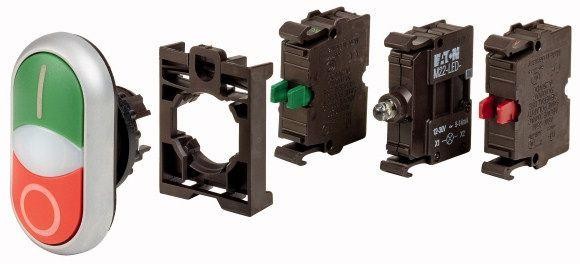  Кнопка двойная 1НО 1НЗ 24В DC без фикс. с подсветкой M22-DDL-GR-X1/X0-K1001LED-BVP EATON 132625 
