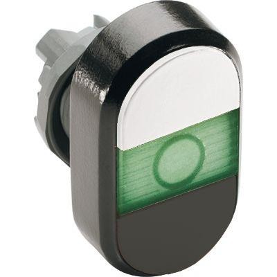  Кнопка двойная MPD7-11G (бел./черн.) зел. линза с текстом "ON/OFF" ABB 1SFA611136R1102 