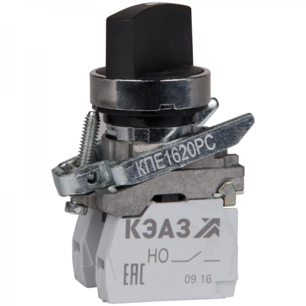  Переключатель КПЕ1620РС 2но+0нз ручка фикс 2поз IP65черн. КЭАЗ 248265 