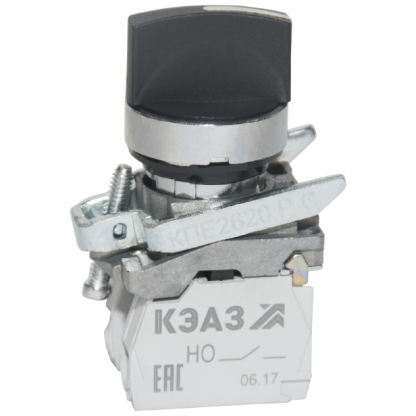  Переключатель КПЕ2602РС 0но+2нз ручка фикс 3поз IP65 черн. КЭАЗ 282736 