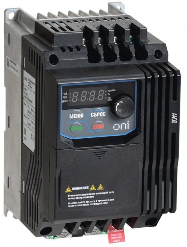  Преобразователь частоты A400 220В 1ф 1.5кВт 7.5А ONI A400-21E015IP20F 