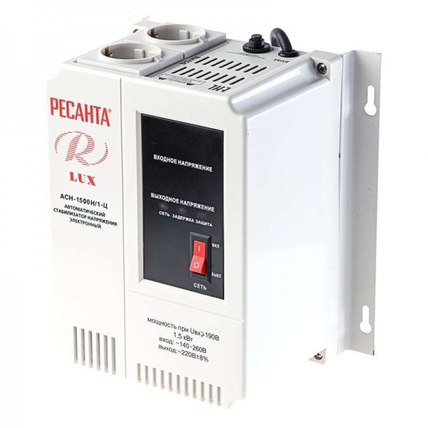  Стабилизатор напряжения АСН-1500Н/1-Ц 1ф 1.5кВт настен. IP20 Lux Ресанта 63/6/20 