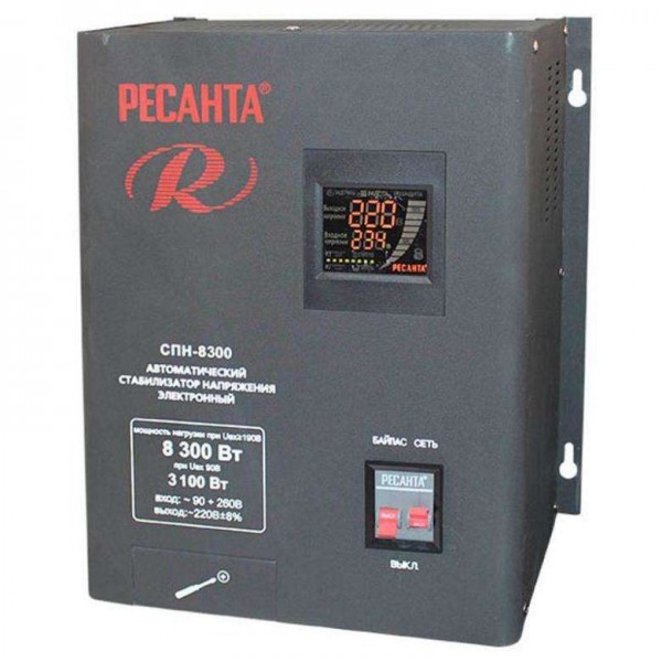  Стабилизатор СПН-8300 1ф 8.3кВт 90-260В IP20 пониж. напр. Ресанта 63/6/27 