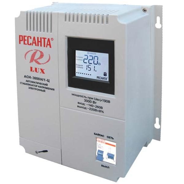  Стабилизатор напряжения АСН-3000 Н/1-Ц 1ф 3кВт настен. IP20 релейный Ресанта 63/6/21 