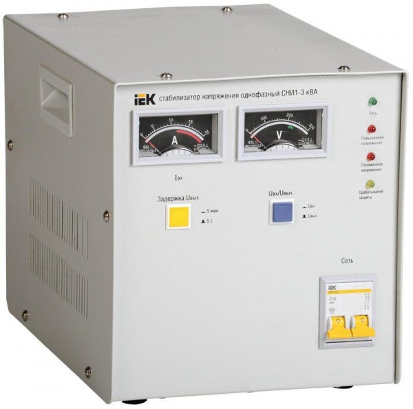  Стабилизатор напряжения СНИ 1/220 3.0кВА 1ф IEK IVS10-1-03000 