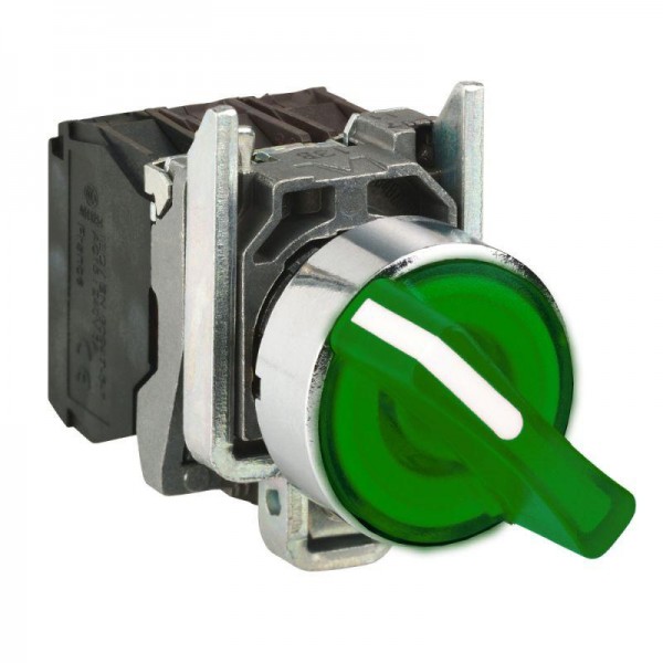  Переключатель 22мм 48-120В зел. с подсветкой SchE XB4BK123G5 