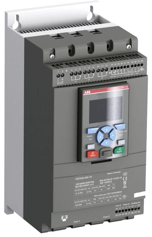  Софтстартер PSTX37-690-70 30кВт 690В 37А (55кВт 690В 64А внутри треугольника) с функцией защиты двигателя ABB 1SFA898204R7000 
